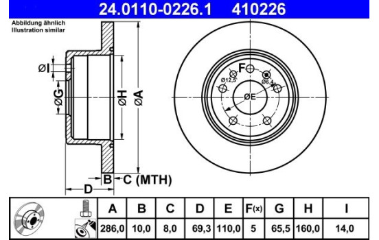 Brake Disc 24.0110-0226.1 ATE, Image 2