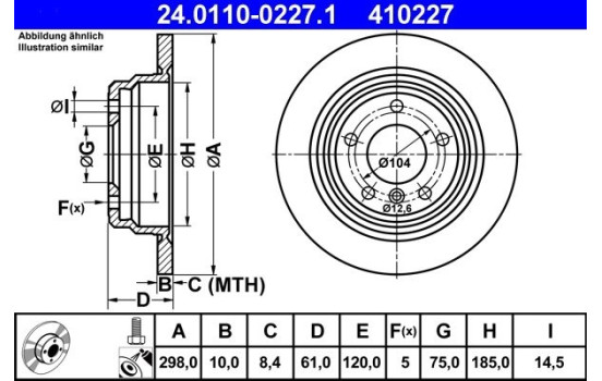 Brake Disc 24.0110-0227.1 ATE, Image 2