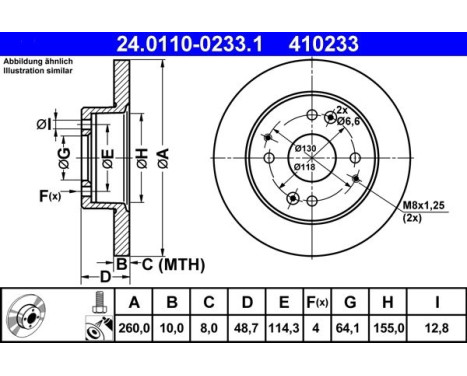 Brake Disc 24.0110-0233.1 ATE, Image 2