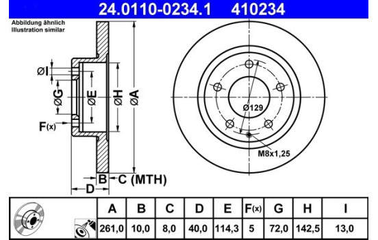 Brake Disc 24.0110-0234.1 ATE, Image 2