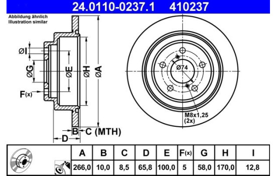 Brake Disc 24.0110-0237.1 ATE, Image 2