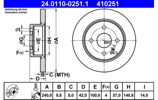 Brake Disc 24.0110-0251.1 ATE, Image 2