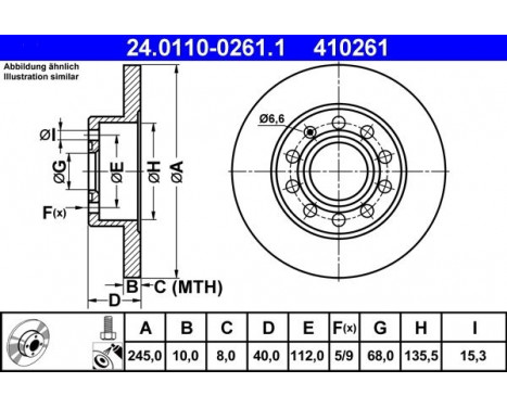 Brake Disc 24.0110-0261.1 ATE, Image 2