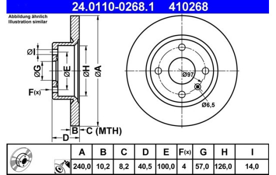 Brake Disc 24.0110-0268.1 ATE, Image 2