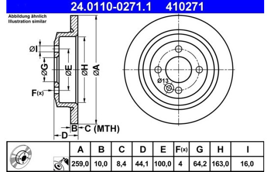 Brake Disc 24.0110-0271.1 ATE, Image 3