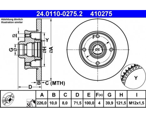 Brake Disc 24.0110-0275.2 ATE, Image 2