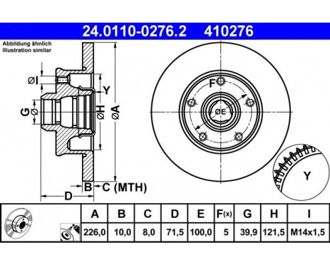 Brake Disc 24.0110-0276.2 ATE, Image 2