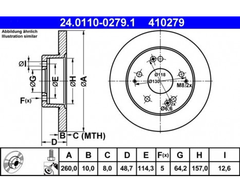 Brake Disc 24.0110-0279.1 ATE, Image 2