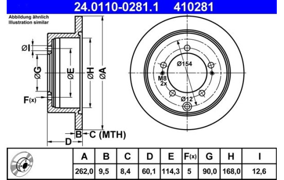 Brake Disc 24.0110-0281.1 ATE, Image 2
