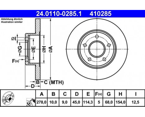 Brake Disc 24.0110-0285.1 ATE, Image 2