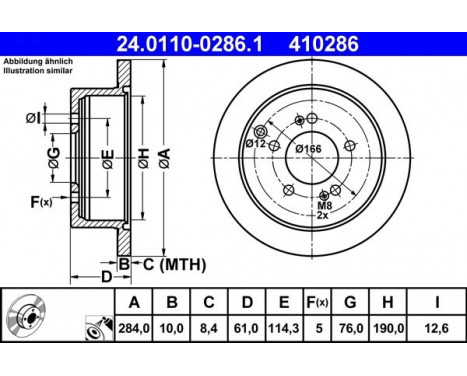 Brake Disc 24.0110-0286.1 ATE, Image 2