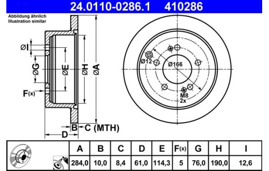 Brake Disc 24.0110-0286.1 ATE, Image 2