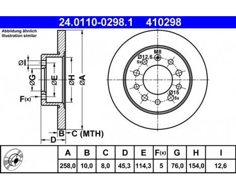 Brake Disc 24.0110-0298.1 ATE, Image 2