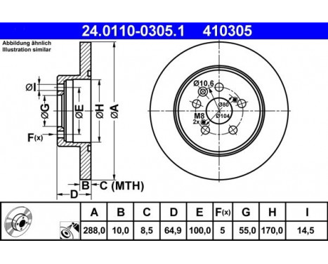 Brake Disc 24.0110-0305.1 ATE, Image 2