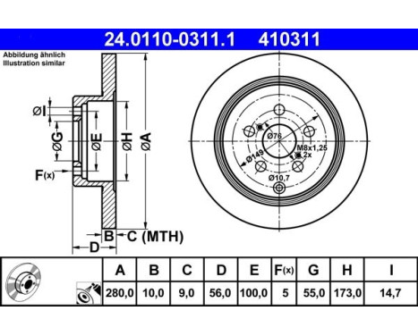 Brake Disc 24.0110-0311.1 ATE, Image 3