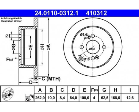 Brake Disc 24.0110-0312.1 ATE, Image 2