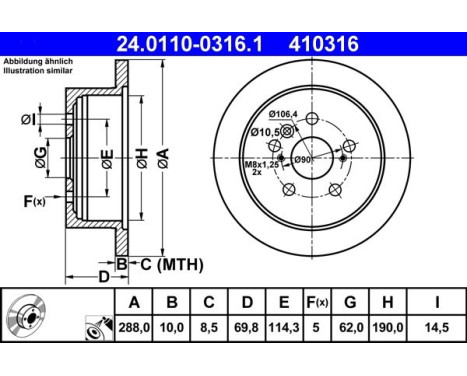 Brake Disc 24.0110-0316.1 ATE, Image 2