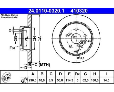 Brake Disc 24.0110-0320.1 ATE, Image 2