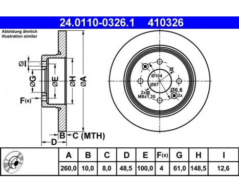 Brake Disc 24.0110-0326.1 ATE, Image 2