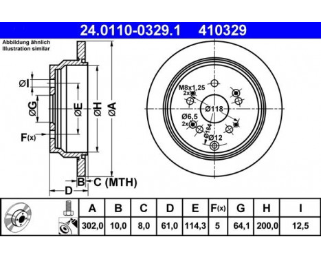 Brake Disc 24.0110-0329.1 ATE, Image 2