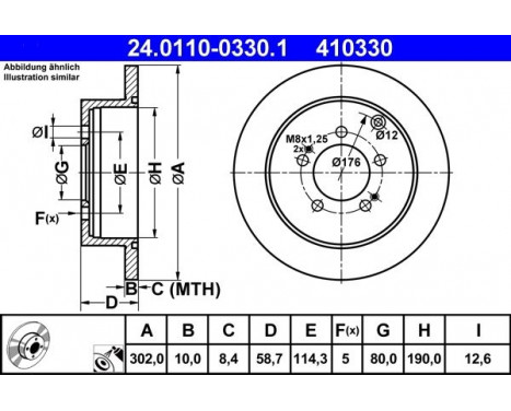 Brake Disc 24.0110-0330.1 ATE, Image 2