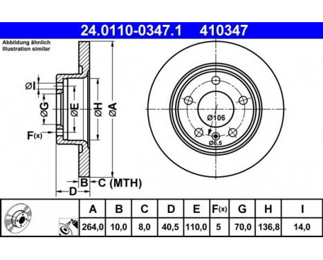 Brake Disc 24.0110-0347.1 ATE, Image 2