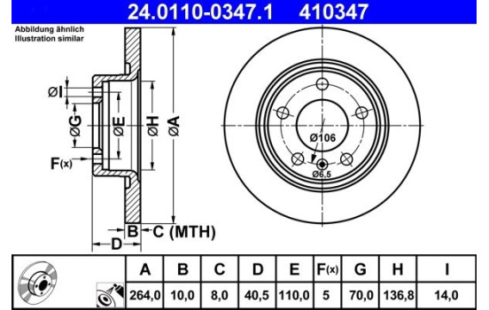 Brake Disc 24.0110-0347.1 ATE, Image 2