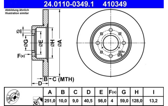 Brake Disc 24.0110-0349.1 ATE, Image 2