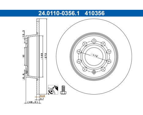 Brake Disc 24.0110-0356.1 ATE, Image 3