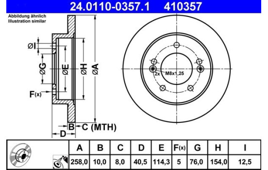 Brake Disc 24.0110-0357.1 ATE, Image 2