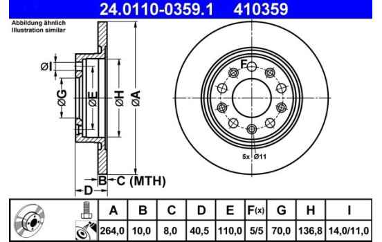 Brake Disc 24.0110-0359.1 ATE, Image 2