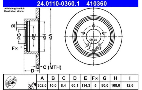 Brake Disc 24.0110-0360.1 ATE, Image 2