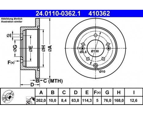 Brake Disc 24.0110-0362.1 ATE, Image 2