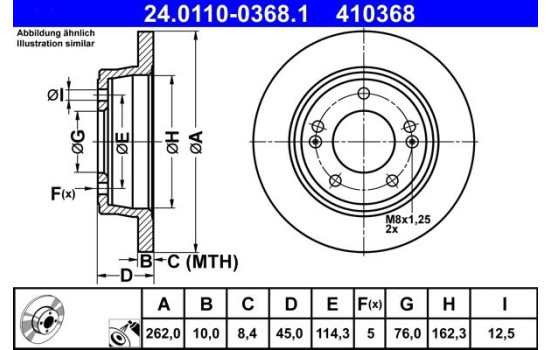 Brake Disc 24.0110-0368.1 ATE, Image 2