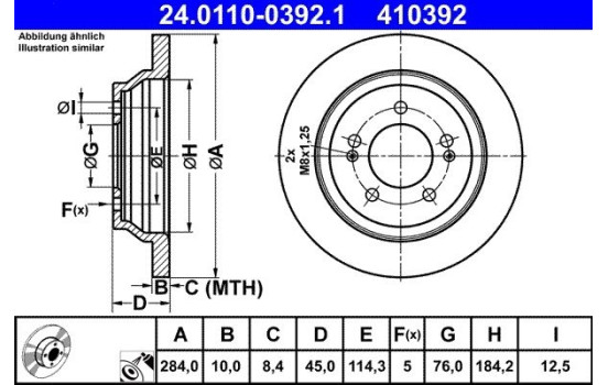 Brake disc 24.0110-0392.1 ATE