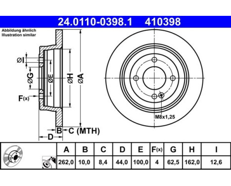 Brake Disc 24.0110-0398.1 ATE, Image 2