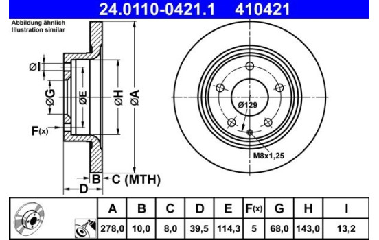 Brake disc 24.0110-0421.1 ATE