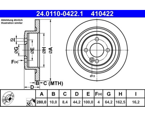 Brake disc 24.0110-0422.1 ATE