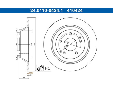 Brake disc 24.0110-0424.1 ATE