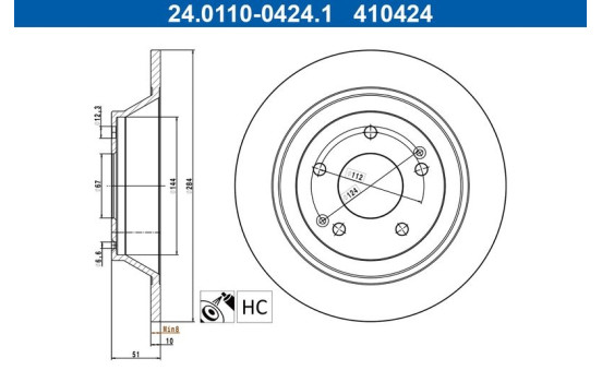 Brake disc 24.0110-0424.1 ATE