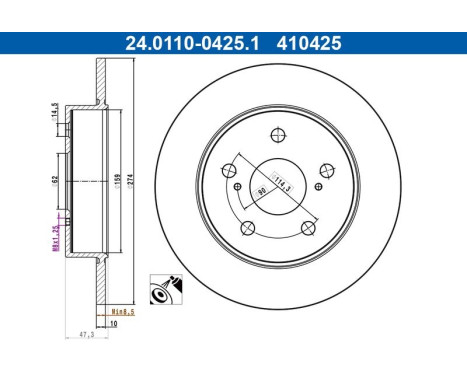 Brake disc 24.0110-0425.1 ATE