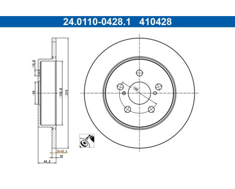 Brake disc 24.0110-0428.1 ATE