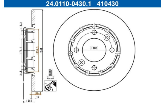 Brake disc 24.0110-0430.1 ATE
