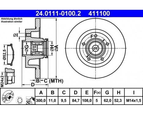 Brake Disc 24.0111-0100.2 ATE, Image 2