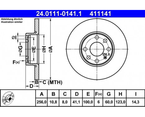 Brake Disc 24.0111-0141.1 ATE, Image 2