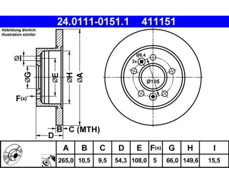 Brake Disc 24.0111-0151.1 ATE, Image 2