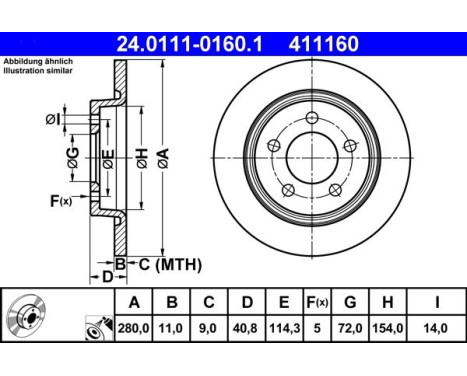 Brake Disc 24.0111-0160.1 ATE, Image 3