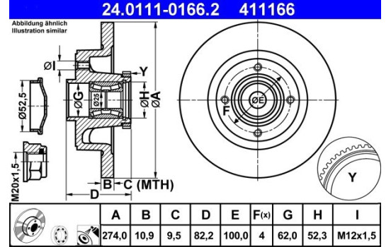 Brake Disc 24.0111-0166.2 ATE, Image 2