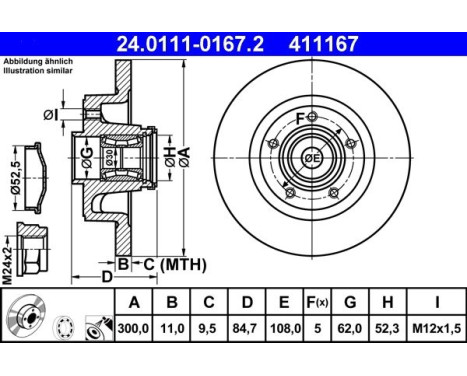 Brake Disc 24.0111-0167.2 ATE, Image 2