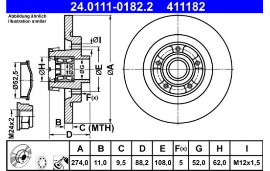Brake Disc 24.0111-0182.2 ATE